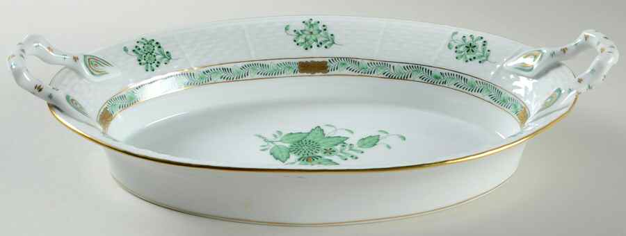 Chinese Bouquet Green (AV) Bread Tray by Herend-1
