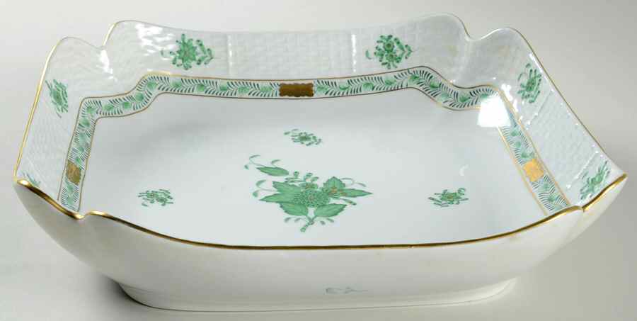 Chinese Bouquet Green (AV) 10" Large Fruit Bowl by Herend-1