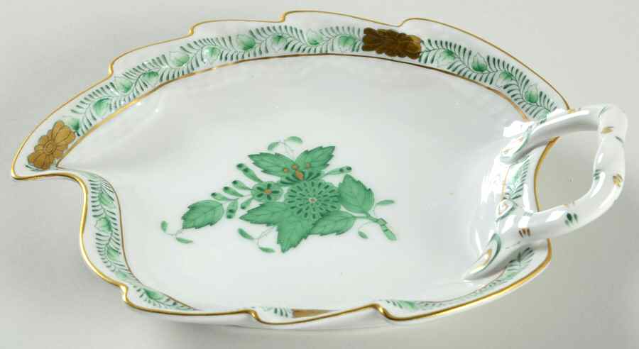 Chinese Bouquet Green (AV) Small Leaf Dish by Herend-1