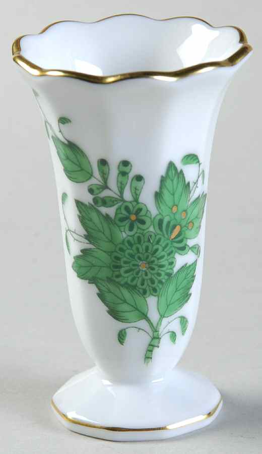 Chinese Bouquet Green (AV) 2" Mini Bud Vase by Herend-1