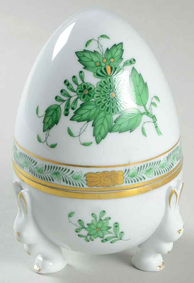 Chinese Bouquet Green (AV) Large Egg Box & Lid by Herend-1