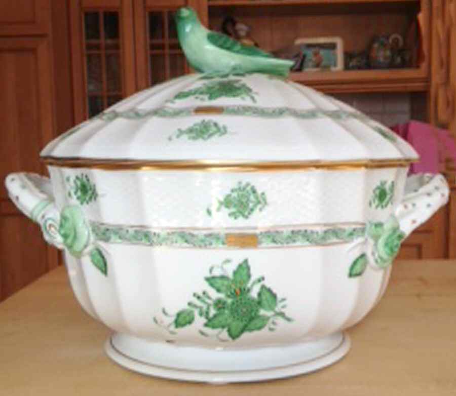 Chinese Bouquet Green (AV) Tureen & Lid by Herend-1