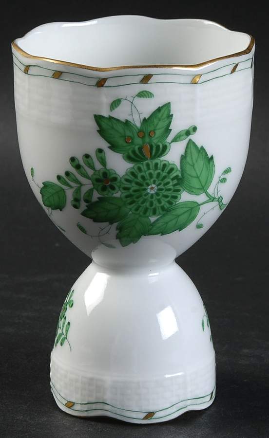 Chinese Bouquet Green (AV) Double Egg Cup by Herend-1