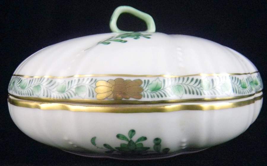 Chinese Bouquet Green (AV) Large Candy Box & Lid by Herend-1