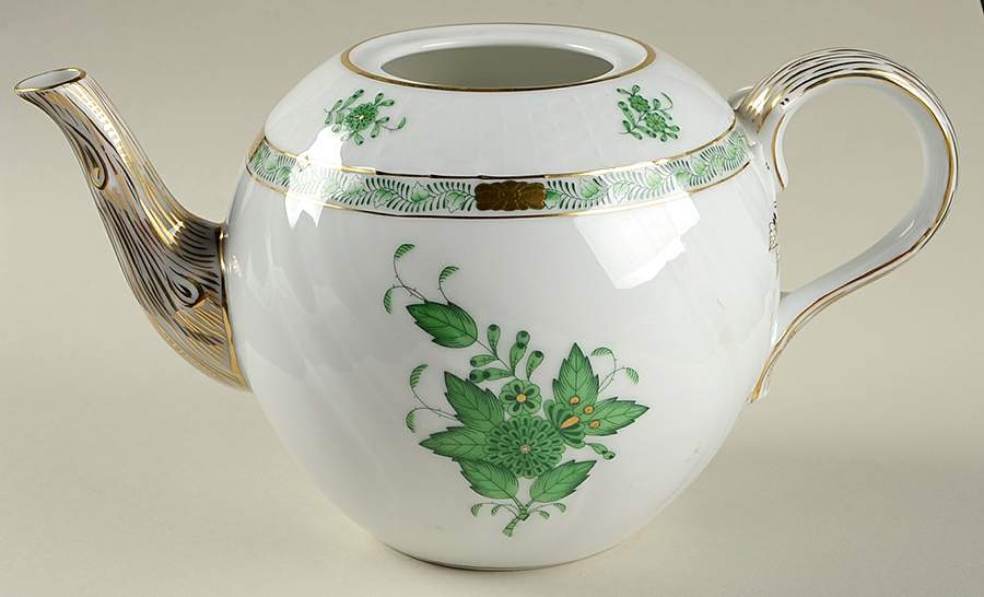 Chinese Bouquet Green (AV) Small Teapot No Lid by Herend-1