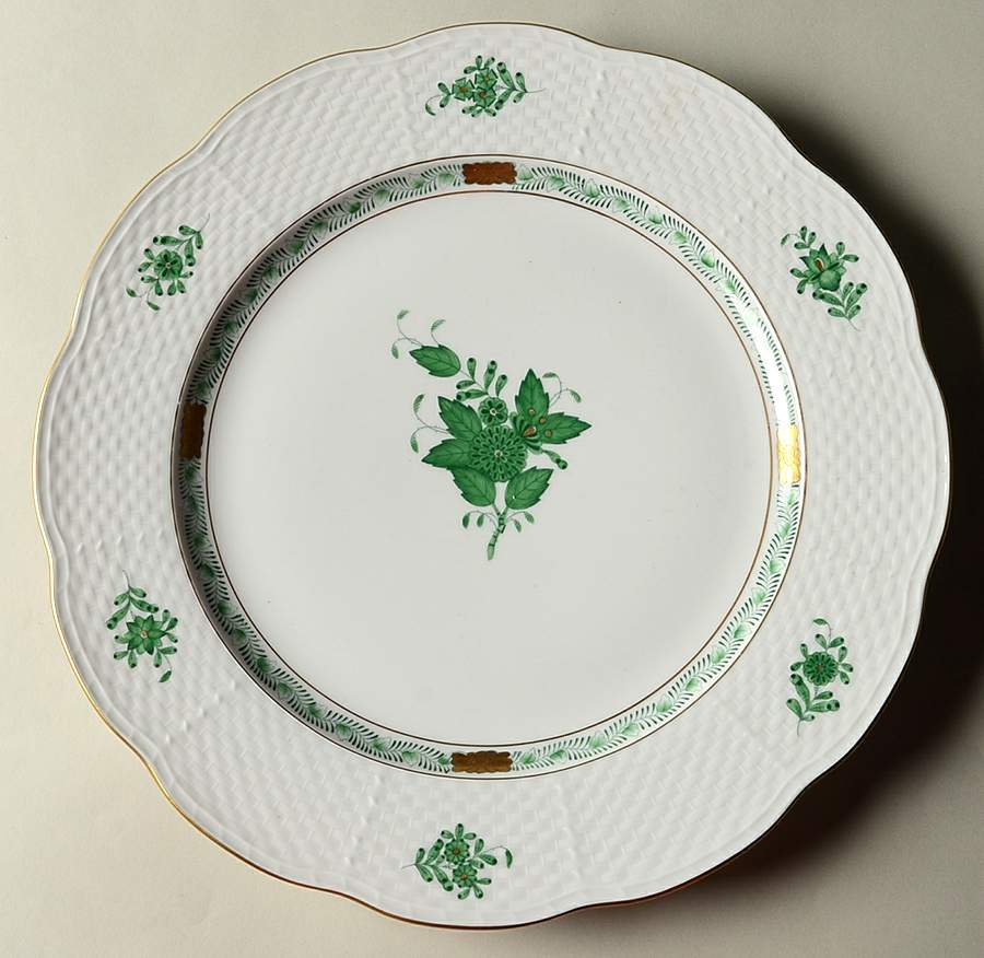 Chinese Bouquet Green (AV) Service Plate (Charger) by Herend-1