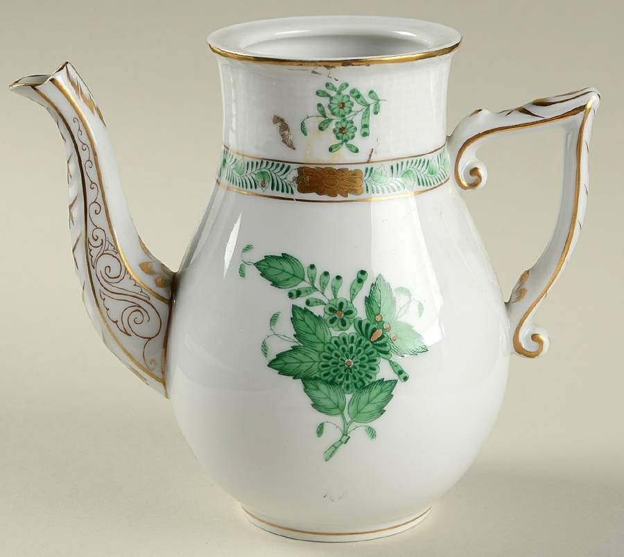 Chinese Bouquet Green (AV) Mini Coffee Pot No Lid by Herend-1