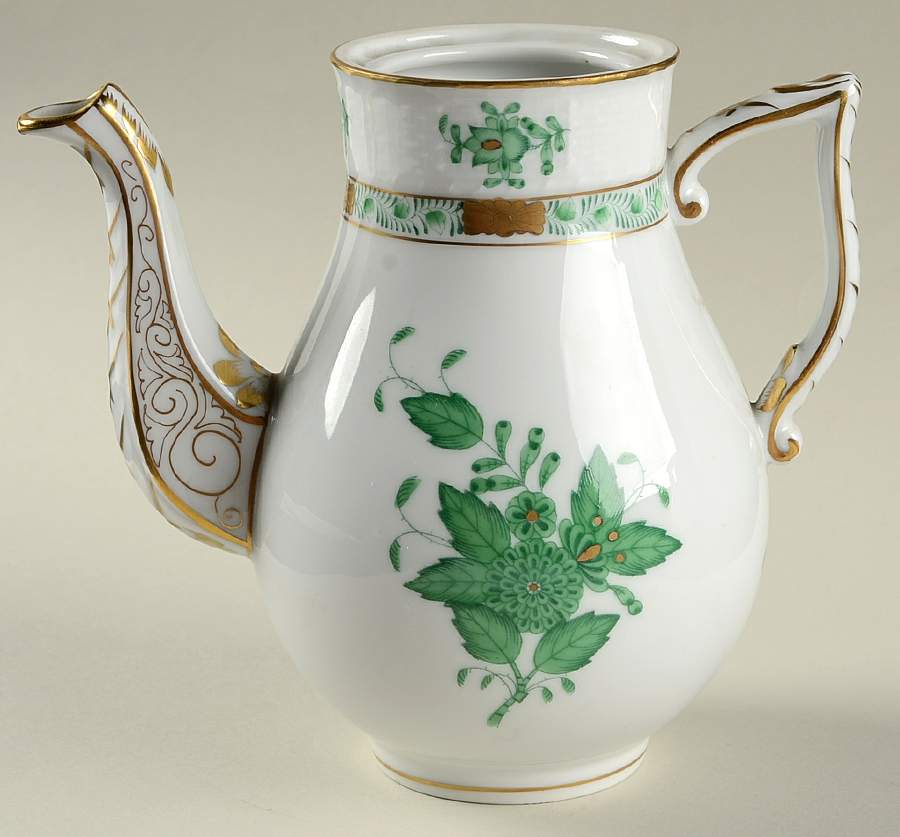 Chinese Bouquet Green (AV) Mini Coffee Pot No Lid by Herend-1
