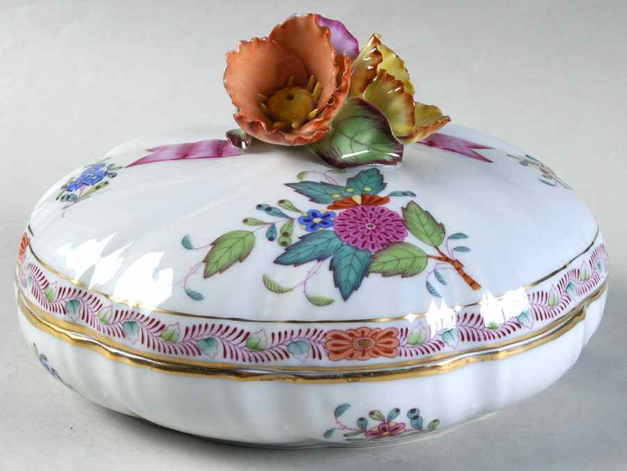 Chinese Bouquet Multicolor (AF) 6" Candy Box with Lid by Herend-1