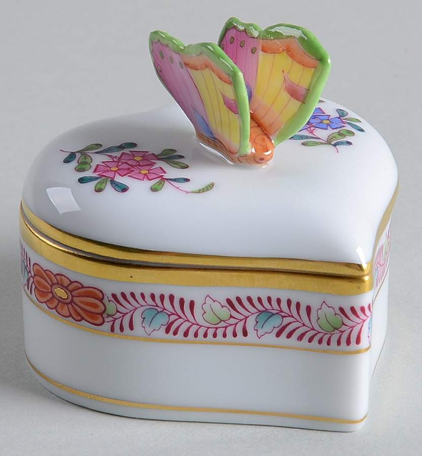 Chinese Bouquet Multicolor (AF) 2" Heart Shape Box & Lid by Herend-1