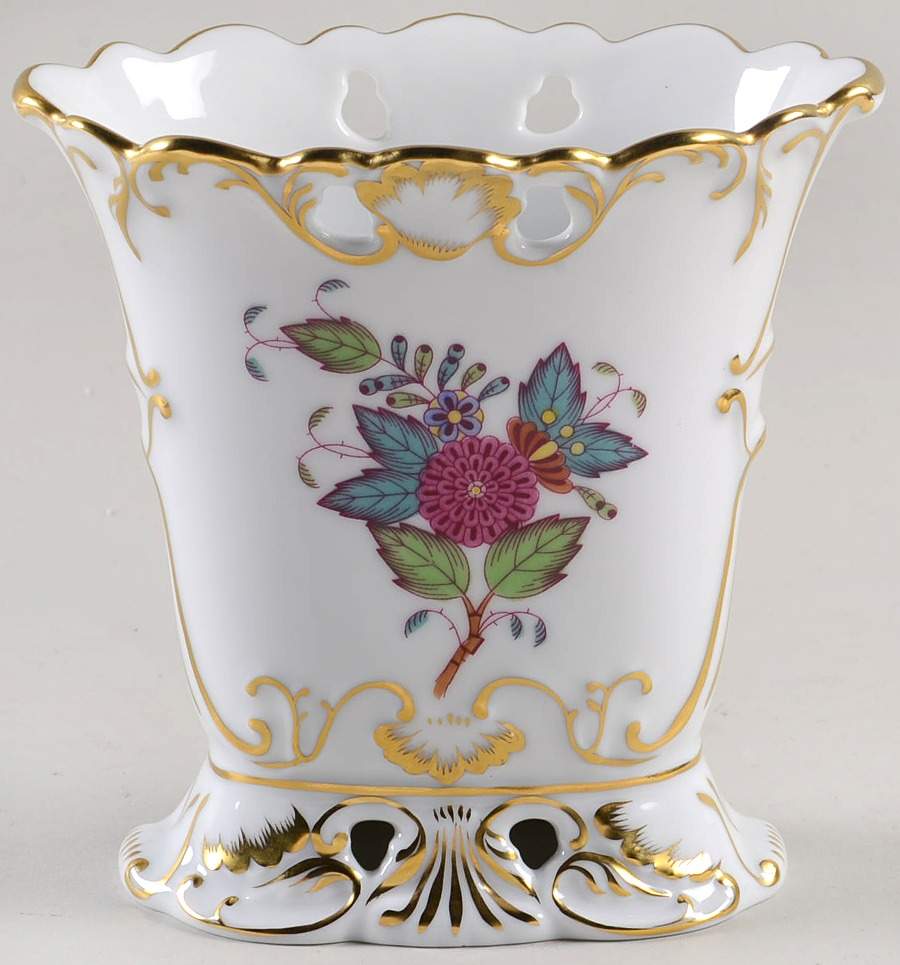 Chinese Bouquet Multicolor (AF) 4" Oval Vase by Herend-1