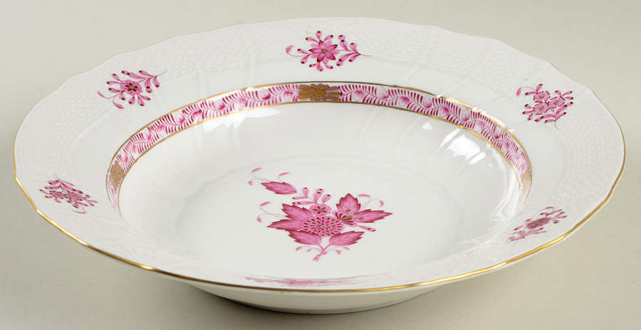Chinese Bouquet Raspberry (AP) Large Rim Soup Bowl by Herend-1