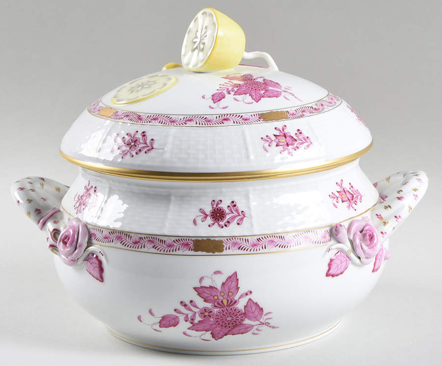 Chinese Bouquet Raspberry (AP) Bean Pot & Lid by Herend-1