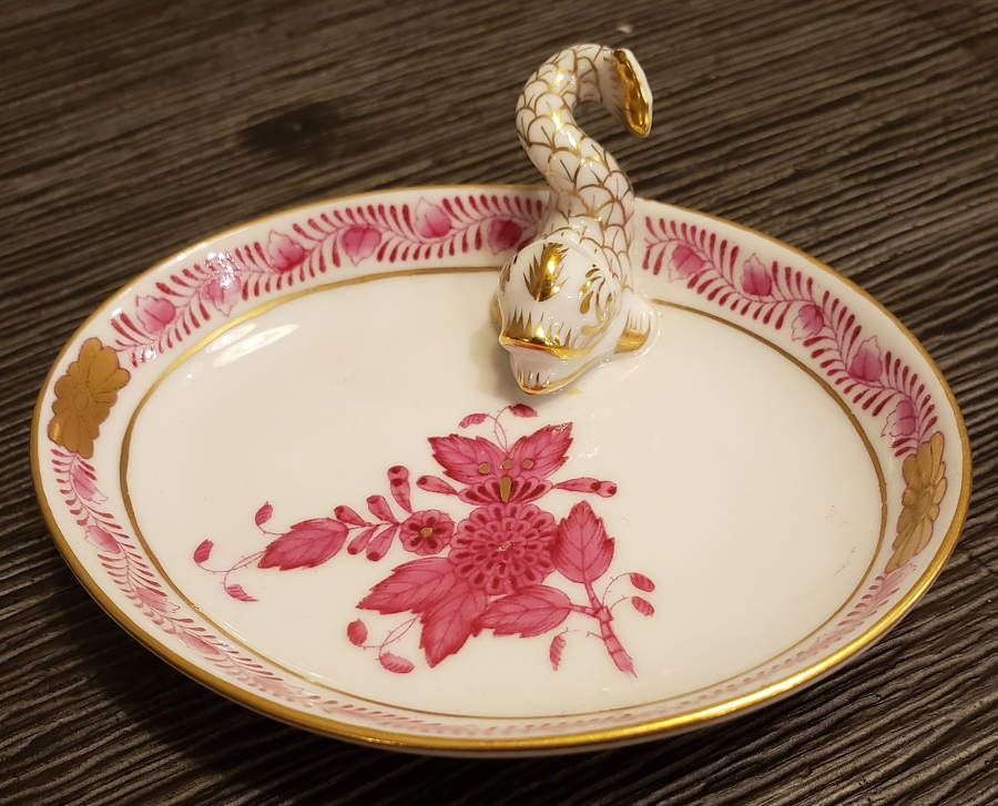 Chinese Bouquet Raspberry (AP) 3" Oval Ashtray by Herend-1