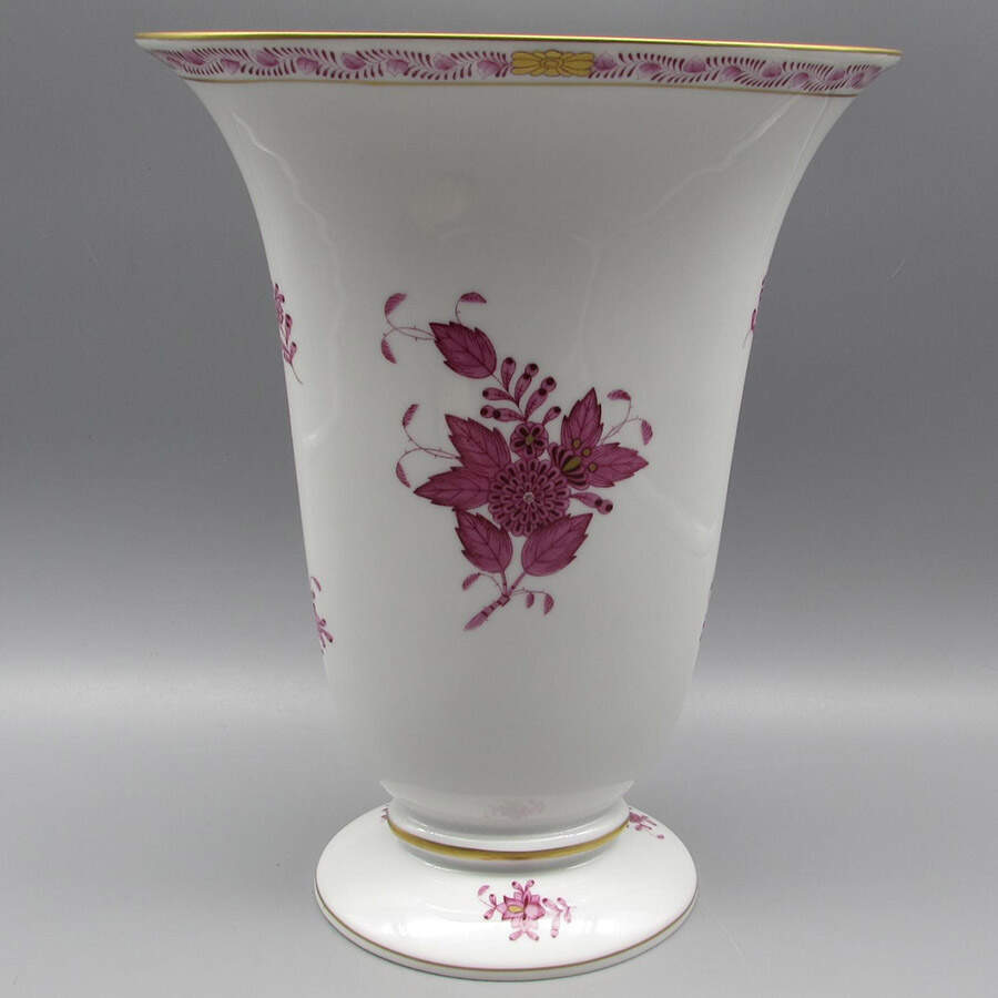 Chinese Bouquet Raspberry (AP) 9" Oval Vase by Herend-1
