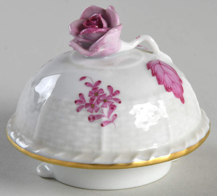 Chinese Bouquet Raspberry (AP) Lid for Small Coffee Pot by Herend-1