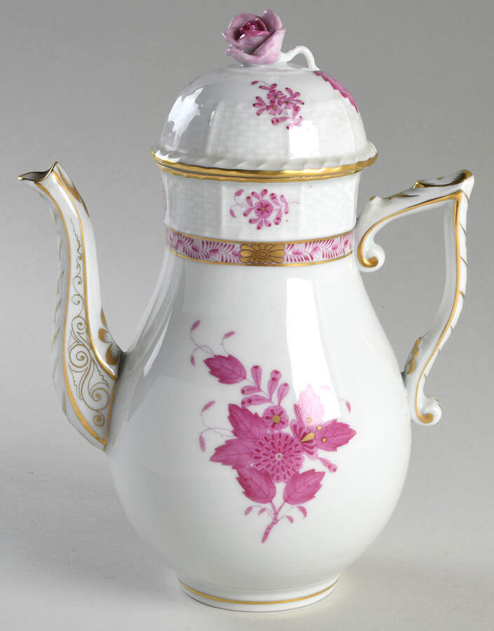 Chinese Bouquet Raspberry (AP) Small Coffee Pot & Lid by Herend-1