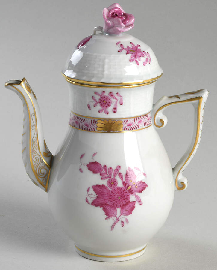 Chinese Bouquet Raspberry (AP) Individual Coffee Pot & Lid by Herend-1