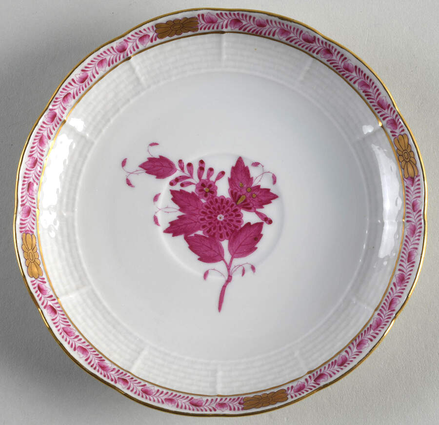 Chinese Bouquet Raspberry (AP) Saucer for Chocolate Cup by Herend-1