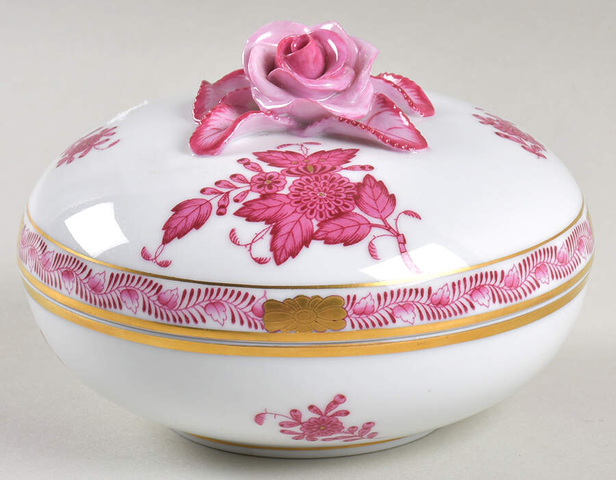 Chinese Bouquet Raspberry (AP) Bon Bon & Lid by Herend-1