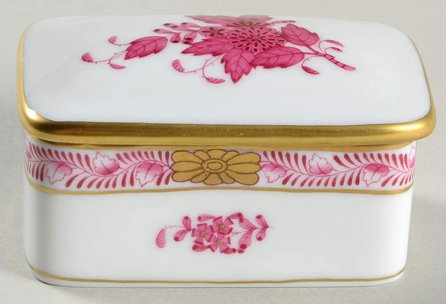 Chinese Bouquet Raspberry (AP) Trinket Box & Lid by Herend-1