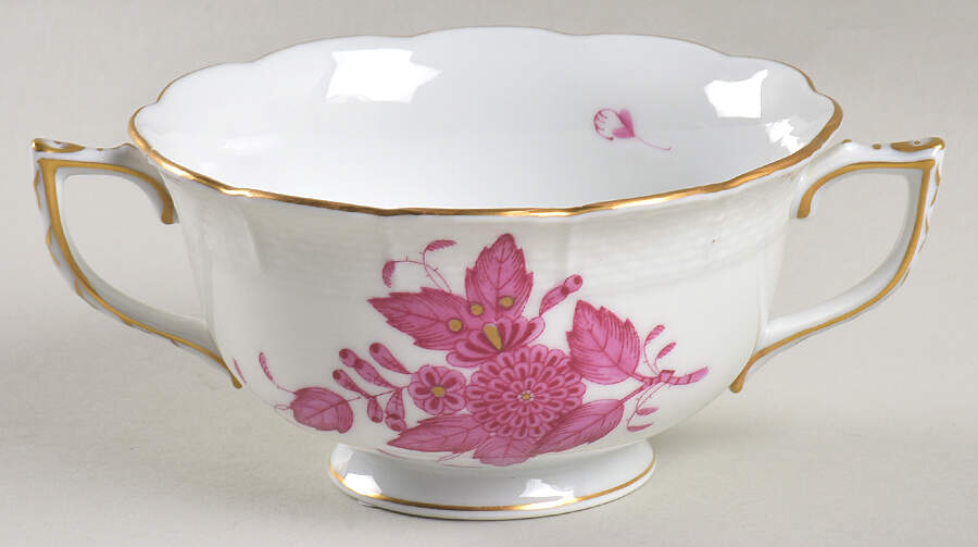 Chinese Bouquet Raspberry (AP) Footed Cream Soup Bowl by Herend-1