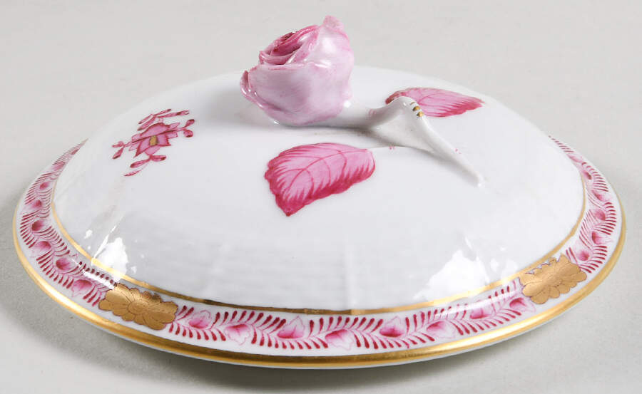 Chinese Bouquet Raspberry (AP) Lid for Cream Soup Bowl by Herend-1