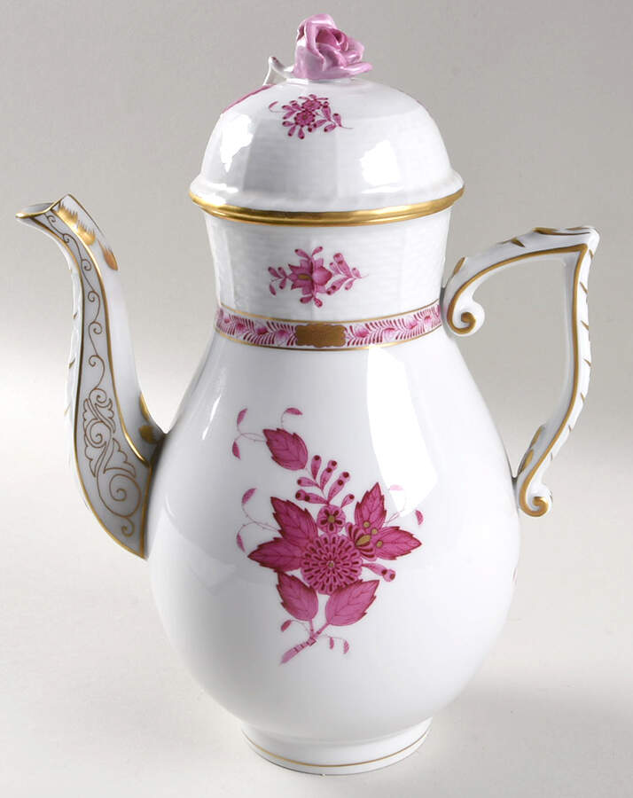 Chinese Bouquet Raspberry (AP) Coffee Pot & Lid by Herend-1