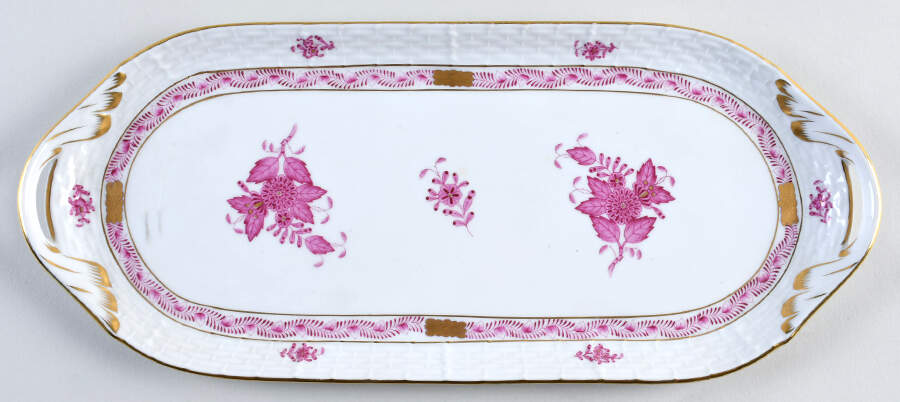 Chinese Bouquet Raspberry (AP) Large Sandwich Tray by Herend-1