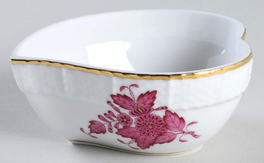 Chinese Bouquet Raspberry (AP) 3" Heart Shape Bon Bon No Lid by Herend-1