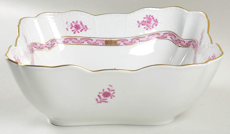 Chinese Bouquet Raspberry (AP) 10" Square Salad Serving Bowl by Herend-1