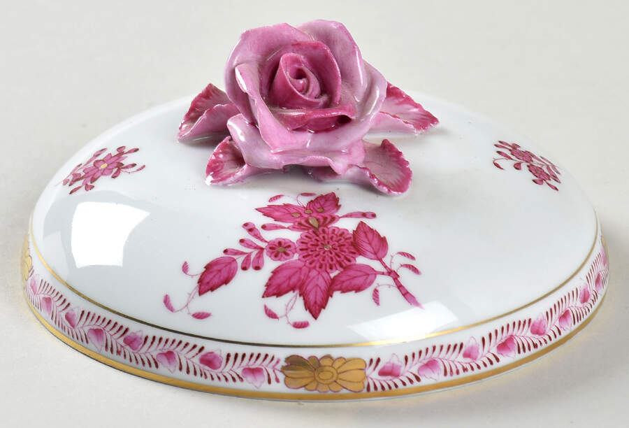 Chinese Bouquet Raspberry (AP) Lid for Footed Bon Bon by Herend-1
