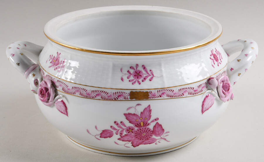 Chinese Bouquet Raspberry (AP) Round Vegetable No Lid by Herend-1