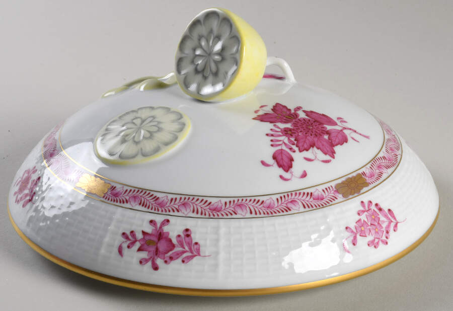 Chinese Bouquet Raspberry (AP) Lid for Bean Pot by Herend-1