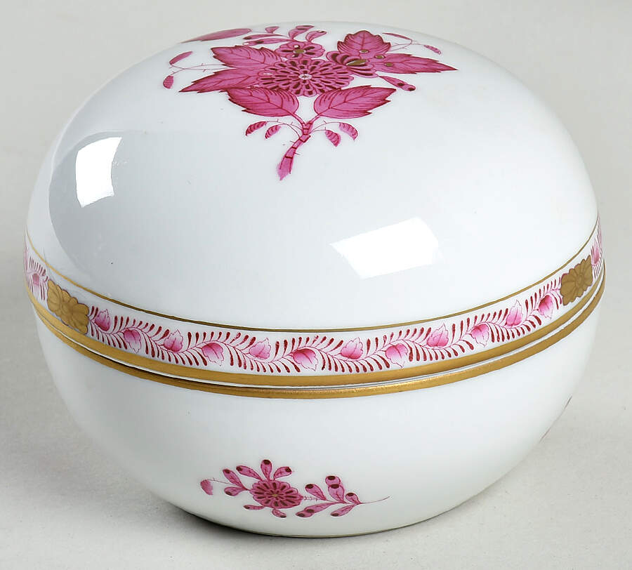 Chinese Bouquet Raspberry (AP) 4" Round Box & Lid by Herend-1