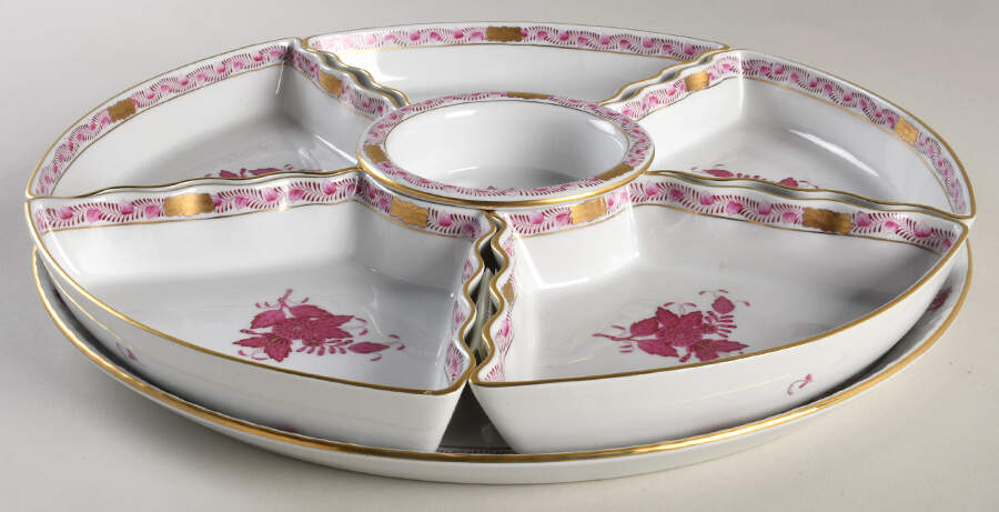 Chinese Bouquet Raspberry (AP) 7-Piece Hors d'Oeuvres Set by Herend-1