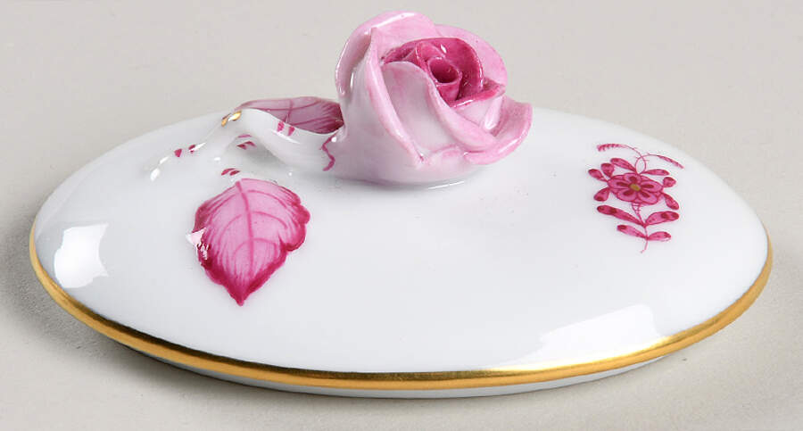 Chinese Bouquet Raspberry (AP) Lid for 2" Mini Oval Box by Herend-1