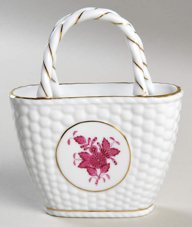 Chinese Bouquet Raspberry (AP) Small Basket by Herend-1