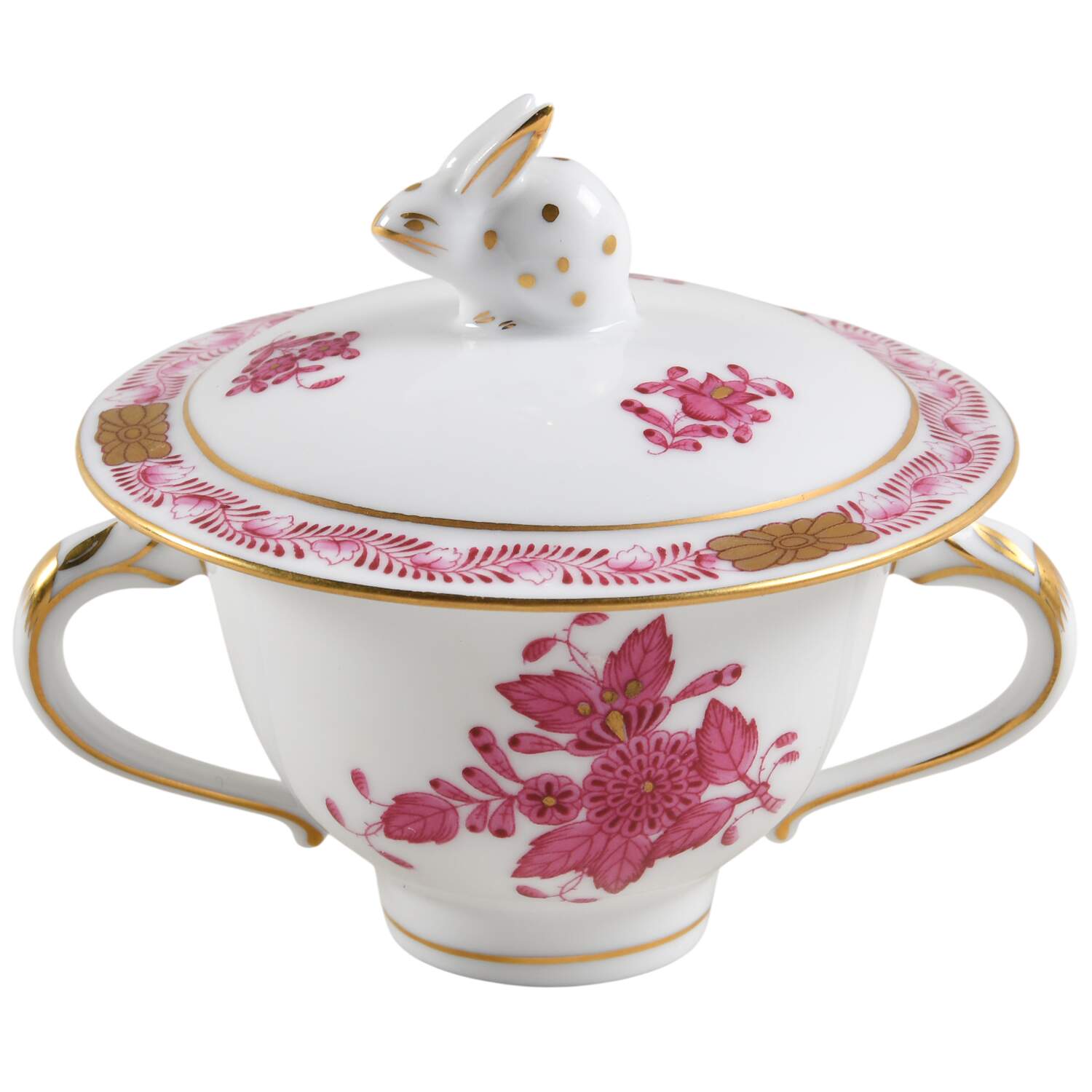 Chinese Bouquet Raspberry (AP) Mini Sugar Bowl & Lid by Herend-1