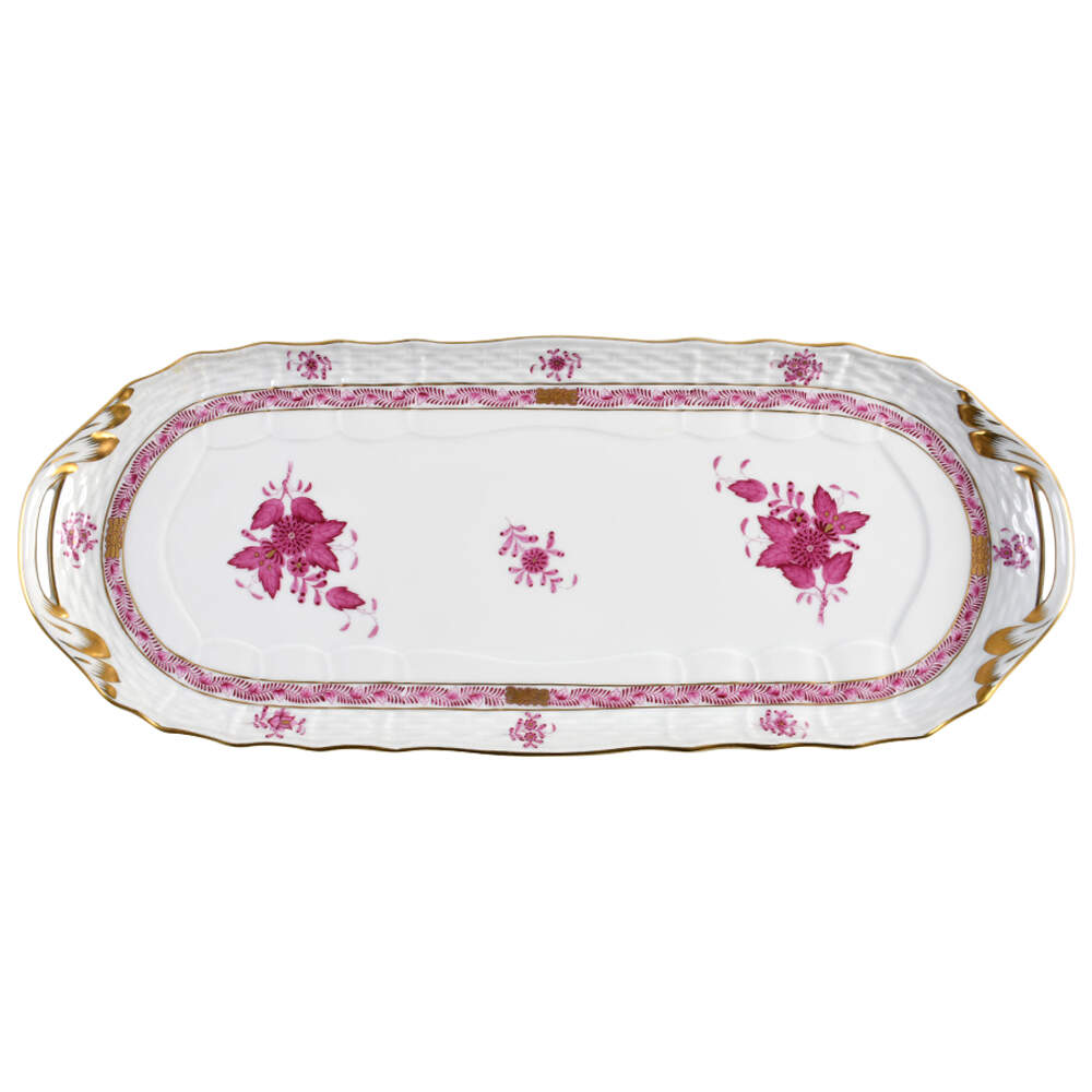 Chinese Bouquet Raspberry (AP) 17" Sandwich Tray by Herend-1