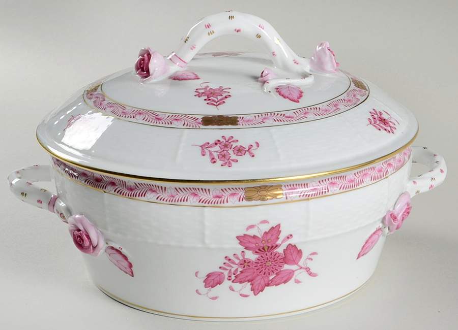 Chinese Bouquet Raspberry (AP) Round Covered Vegetable by Herend-1