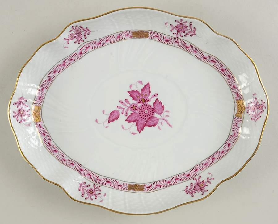 Chinese Bouquet Raspberry (AP) 10" Oval Serving Platter by Herend-1