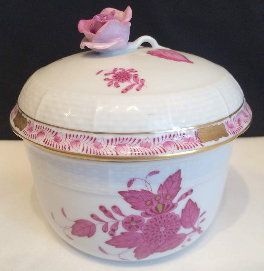 Chinese Bouquet Raspberry (AP) Mini Sugar Bowl & Lid by Herend-1