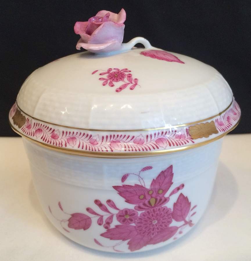 Chinese Bouquet Raspberry (AP) Sugar Bowl & Lid by Herend-1