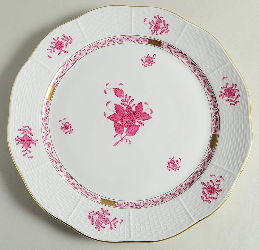 Chinese Bouquet Raspberry (AP) 11" Chop Plate (Round Platter) by Herend-1