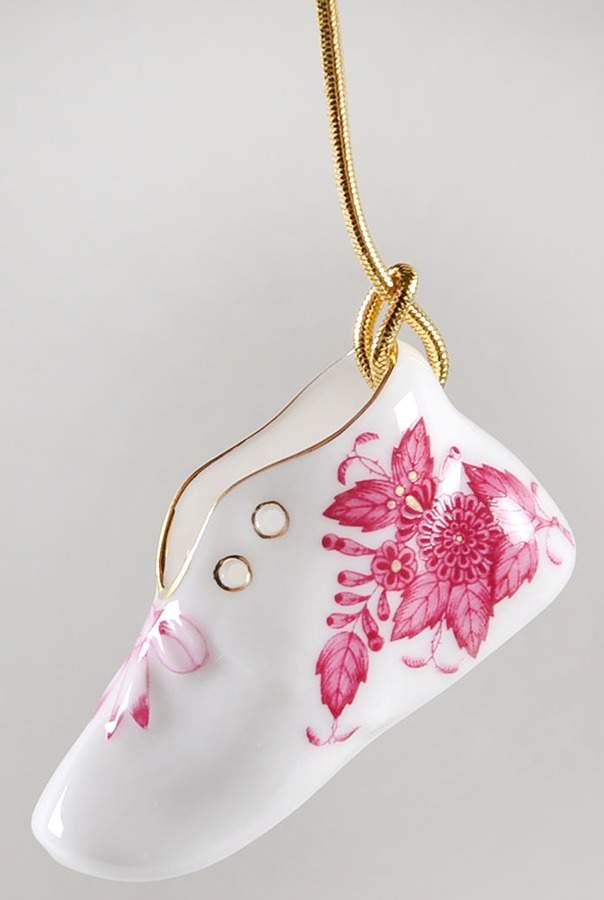 Chinese Bouquet Raspberry (AP) Mini Baby Shoe Ornament by Herend-1