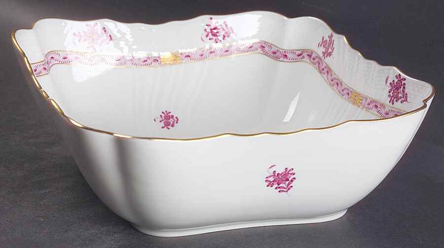 Chinese Bouquet Raspberry (AP) 10" Square Salad Serving Bowl by Herend-1