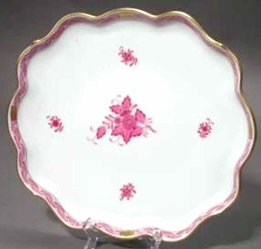 Chinese Bouquet Raspberry (AP) 11" Scalloped Tray by Herend-1