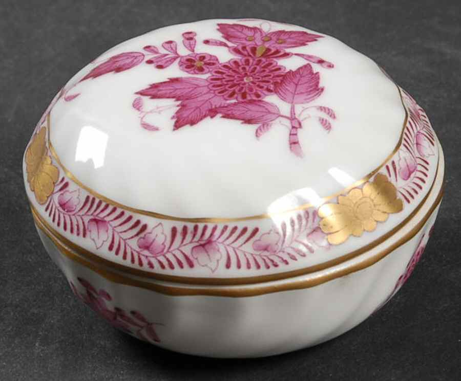 Chinese Bouquet Raspberry (AP) Ring Box & Lid by Herend-1