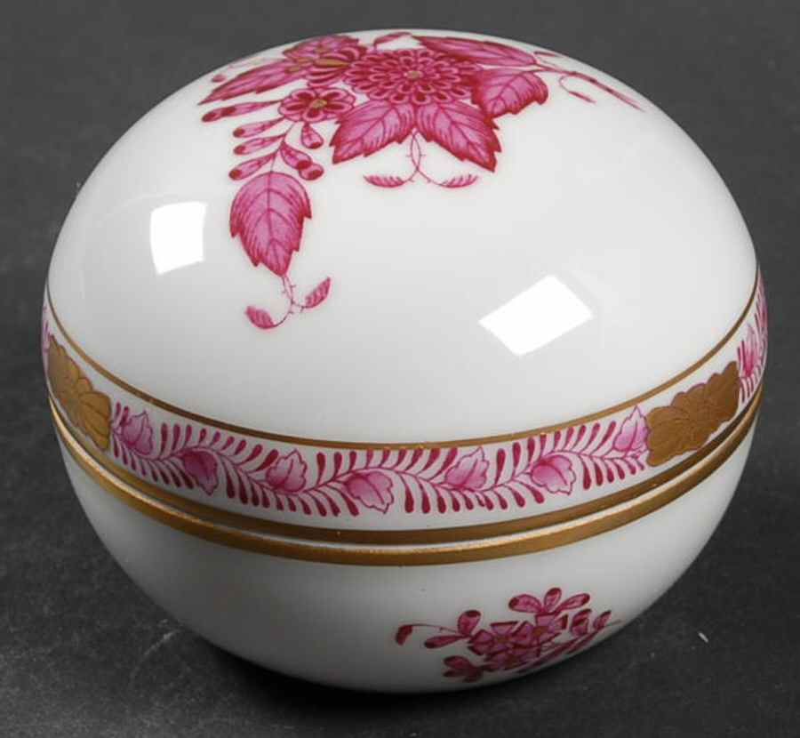 Chinese Bouquet Raspberry (AP) Small Round Bon Bon & Lid by Herend-1